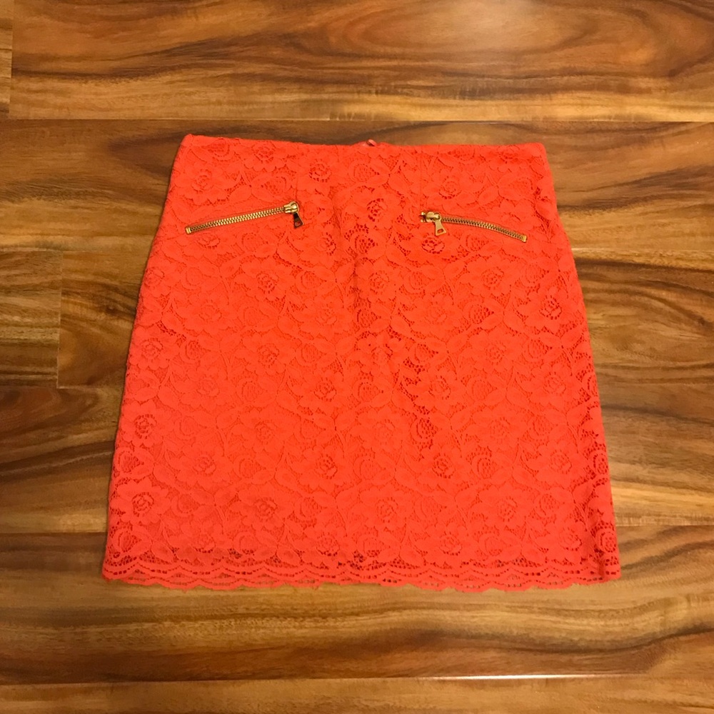 Orange with gold zipper skirt
